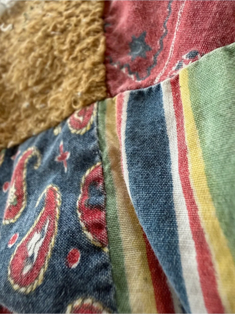 Vintage Cowpoke Patchwork Baby Quilt - Red, Blue, Brown